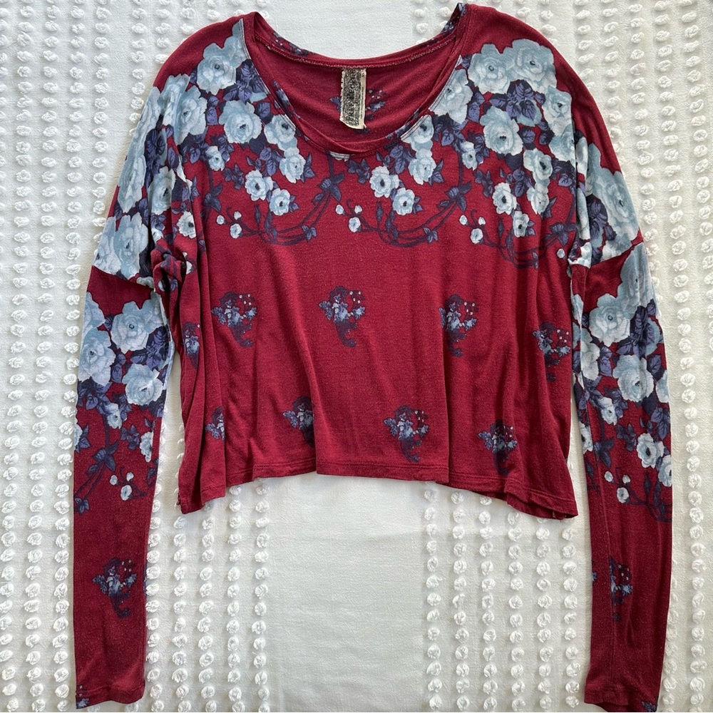 Vintage Free People Floral Pullover Long Sleeve Top XS